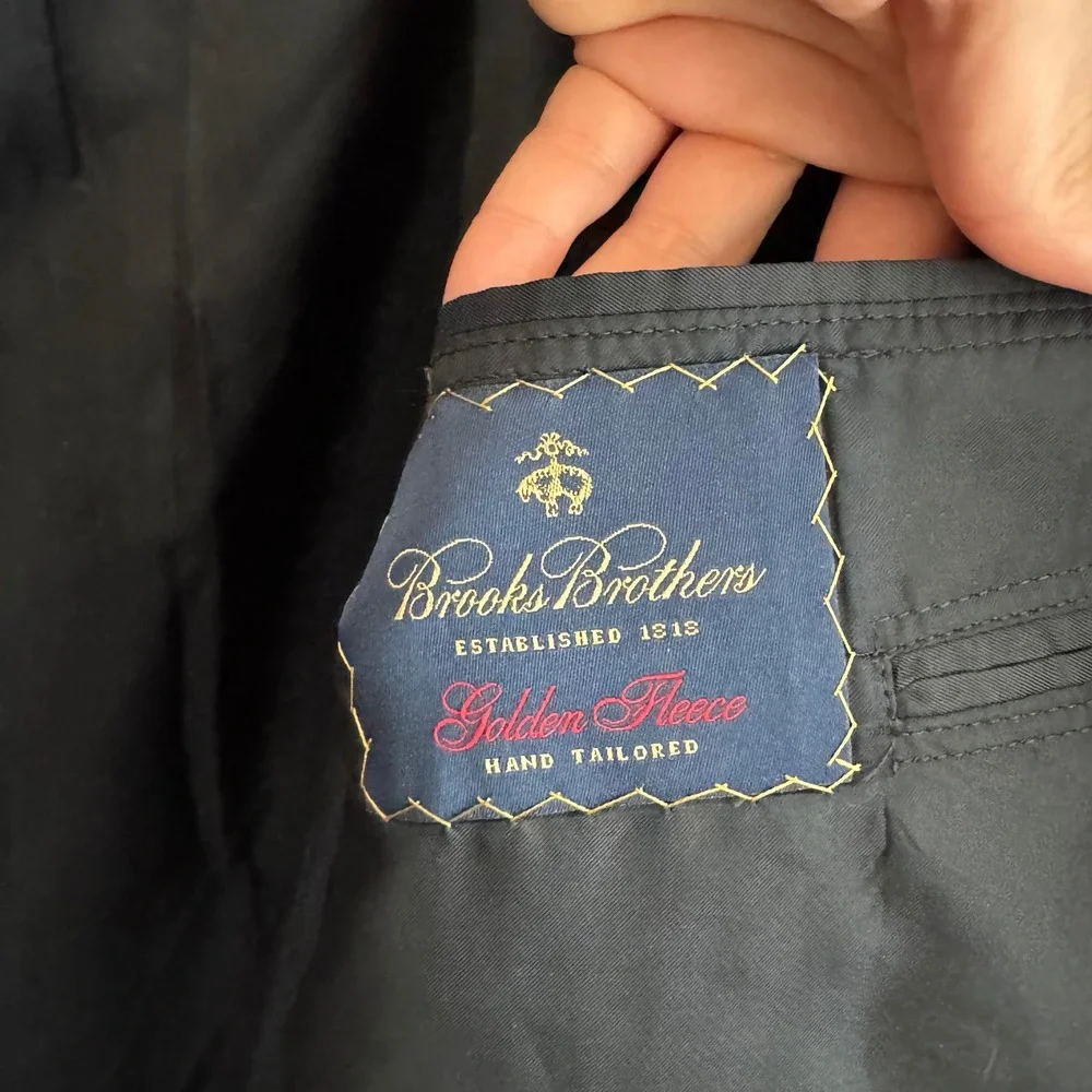 Brooks Brothers‎ Golden Fleece Navy Pinstripe Wool Suit Jacket Blazer 44 Long